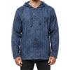 Shopoholic Fashion Camicia da Uomo in Stile Hippy con Cappuccio, Motivo a Righe slavate, Blu, M