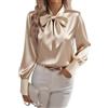 HESYSUAN Camicie da donna in raso con fiocco, eleganti camicette di seta a maniche lunghe casual eleganti top da lavoro da donna 2025