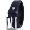 Lindenmann Mens leather belt/Mens belt, leather belt XL, 3 Colors, middle brown/navy/grey, Größe/Size:110, Farbe/Color:blu