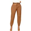LOIJMK Pantaloni da donna per il tempo libero, in pelle PU, pantaloni in ecopelle, casual, tinta unita, in pelle, con tasche e coulisse regolabile, da donna, temperamento, streetwear, pantaloni da