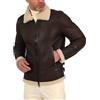 D'Arienzo Giaccone in Pelle Montone Testa di Moro Uomo Giubbotto Biker Giubbino Shearling Vera Pelle Made in Italy Peter