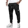 LIUPMWE Pantaloni da Lavoro Uomo Pantalone Cotone Casual Sportivi Pantaloni Slim Fit Jogging Uomo con Coulisse Elastico in Vita con Tasche S-XXL，Nero-04，L