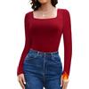 SHAPERIN Maglia Termica Donna Manica Lunga Top con Scollo Quadrato Thermal Shirt T-Shirt Aderente Maglietta Intima Caldo