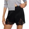 YILEEGOO Boxer da donna in raso di seta Y2k con finiture in pizzo micro mini pigiama, slip a vita bassa, Nero , S