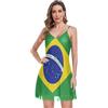 decor gift Mini Abiti Lounge Senza Maniche Regolabile Spaghetti Strap Camicia Da Notte Scollo A V Mesh Bandiera Brasile Verde Brasiliano