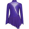 inhzoy Abito da Pattinaggio Artistico Bambina Balletto Leotard Manica Lunga Vestito Ballo Latino Tango Body Danza Classica Ballerina Costume da Danza Samba Salsa Dancewear Viola 15-16 Anni