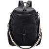 RAVUO Zaino Donna in Pelle PU, Borsa Tracolla Elegante con Multitasche per Lavoro, Università, Viaggio - Nero