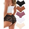 READY TO LOVE Mutande da donna in pizzo, biancheria intima da donna, sexy, boxer da donna, in pizzo, stile hipster, biancheria intima da donna, set da 5
