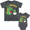 Funnycokid Fratello Maggiore Fratello Minore Completi per Bambini Abbigliamento Coordinato Set di Camicie per Bambini Regali per Neonati, Dinosauro verde., Kid(5T)/Baby(0-3 M)