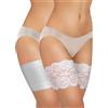 sesto senso 2 Paia Fasce per Cosce Pizzo e Liscio Prevenendo lo Sfregamento con 4 Strisce di Silicone 75-80 XXL Bianco