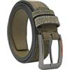 No Limits Cintura Uomo in Vera Pelle Scamosciata Con Logo Borchiato, Alta 3,5 cm, Fibbia Nickel Free, Accorciabile, Con Scatola, Verde Militare