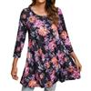 Enmain Maglietta a Maniche Lunghe con Girocollo da Donna Maglia Taglie Forti Elegant Lungo Camicetta con Stampata Nero M