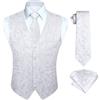 Enlision Gilet da Uomo Elegante Paisley Jacquard Gilet da Abito Cravatta e Fazzoletto Set per Festa Sposa