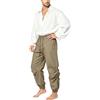 BPURB Pantaloni da pirata vintage medievale rinascimentale da uomo, costume da salotto con elastico in vita, pantaloni da navigatore vichingo, Verde militare, S