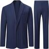 YFFUSHI Abito Classico Uomo Due Pezzi Lino Misto Un Bottone Estivo Casual, Blu, XL