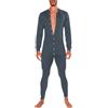 Duohropke Tuta intera da uomo, tutina, pigiama intero, tuta integrale, jumpsuit Henley elasticizzato, biancheria intima termica, pigiami, 01 grigio, S