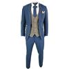 Marc Darcy Abito 3 Pezzi Scacchi da Uomo in Tweed Vintage Elegante Slim Fit Blu 34UK, 44IT