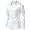 NewL Camicia da Uomo in Raso di Seta a Maniche Lunghe, con Bottoni, per Feste, Balli Studenteschi, Matrimoni, Bianco, L