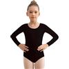 Mulnall Maglia da danza classica a maniche corte per bambine, per danza classica, in cotone, abbigliamento da danza per donne e bambini, Maniche lunghe, nero, 2-4 Jahre