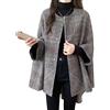 KUUFUUT Cappotto Da Donna Corto Ed Elegante Stile Vintage Girocollo Poncho Scozzese Giacca Invernale Autunno Quotidiano Trench Moda Capospalla Antivento Giacca A Vento Rosso Scozzese L