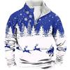 WWricotta Maglione Natalizio Uomo 2025 con Stampa Renna Diventente e Fiocchi di Neve, Felpa Interno in Pile, Pullover con Zip 1/4, Maglione a Maniche Lunghe Casual per Feste di Natale