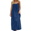 Generico Vestito Estivo Donna Lungo Lino Abito - Casual Sleevele Open Back Maxi Dre Loose Fit Robe Housewear Dre Casual Tinta Unita Senza Maniche Loose Maxi Abiti Senza Schienale con Cordino