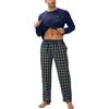 Ekouaer Pigiama Cotone da Uomo Set Lungo Comodo Lunghe e Pantaloni Pigiami Due Pezzi Caldo Casual da Uomo con Tasche di Natale Pigiama,Blu-3,XL