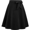 WERFORU Gonna midi da donna anni '50, gonna a pois rockabilly, vintage, linea a swing, gonna a pieghe con cintura, nero puro, L