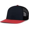 Pacific Headwear Trucker Snapback cap - Classic Mesh Breathable, Structured Fit & Adjustable Sports Hat Cappello, Navi/Rosso, Taglia Unica Donna