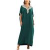 L-Peach Caftano turco con ricamo laterale, ampio camicione da spiaggia, caftano, vestito da bikini, uscita da bagno, A Verde, Taglia unica