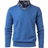 OlyljpinZ Uomo Maglione e Camicia 2 in 1 V-Collo Maglione Inverno Foderato in Pile Pullover a Manica Lunga Giacca in Maglia Felpa con Mock Shirt Collare