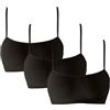 eMMe SQUARE 3 pz Reggiseno Spalla Stretta Microfibra, Bralette Donna, Brassiere Top Donna, Reggiseno Donna Elasticizzato Senza Cuciture; Made in Italy (IT, Testo, S, M, Regular, Regular, Nero)
