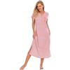 Jlowesun Camicia da Notte Lunga da Donna Ampia in Cotone Taglie Forti Camicia da Notte a Maniche Corte Scollo a V Abito da Notte Abbigliamento da Notte Casual con Tasche