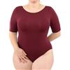 LEELA LAB Body Donna Taglie Forti, con Maniche Corte, Scollo a Barchetta e Chiusura Regolabile, Realizzato con Tecnologia Seamless Senza Cuciture - Made in Italy