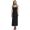 Shylve Sottogonna lunga e sexy con bretelle, camicia da notte con scollo rotondo, bretelle elastiche, Nero , L