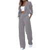 Kobilee Tailleur Gessato Donna Eleganti 2 Pezzi Gilet e Pantaloni Ufficio e Lavoro Completo Donna Estate Blazer Maniche Lunghe Tuta Elastici in Vita Set di Abiti in Tinta Unita