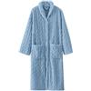 Generico Camicie da Notte per Donna in Cotone, con Chiusura a Snap e Maniche Lunghe, Abbigliamento Domestico con Tasche e Bottoni, Stampata e Calda(1C-Sky Blue, M)