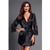 YUHOOE Vestaglie Donna Seta,Lingerie Sexy Da Donna In Pizzo Di Seta All'Uncinetto Con Scollo A V Allacciato Abito Da Babydoll Camicia Da Notte Nero Da Notte Indumenti Da Notte, Nero, M