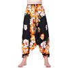 PANASIAM Pantaloni Aladino Batik Donna - 2 in 1 Harem & Tuta | Pantaloni yoga a cavallo basso, stile Goa, boho, pantaloni estivi leggeri, 100% viscosa