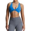 Aoxjox Reggiseno Sportivo da Donna, per Allenamento, Fitness, Schiena Scoperta, Imbottito, Siena, a Basso Impatto, per Yoga, Crop Top, Directoire Blu, S
