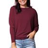 CUTeFiorino Maglietta a maniche lunghe da donna, a maniche pipistrello, alla moda, tinta unita, larga, casual, morbida, a maniche lunghe, girocollo, casual, casual, a maniche lunghe, casual, Vino, M