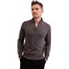 CASH-MERE.CH Pullover | Sweater | Maglione con Colletto con Cerniera da Uomo 100% Cachemire (Grigio/Taupe mélange, XL)