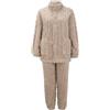 Generic Pigiami Donna Completo da Donna in Pile Fuzzy con Trama, Manica Lunga, 2 Pezzi, Completo da casa, Maglione, Pantaloni, Tuta Pigiama Donna Felpato Pigiama Mamma Incinta (Coffee, XXL)