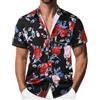 Suwangi Hawaiana Uomo Funky Camicia with Manica Corta Modello a Foglia Stampato Beach Casual Vacanza Hawaii con Tasca