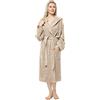 Arus Accappatoio da donna con cappuccio, lunghezza al polpaccio, 100% cotone spugna, XS-S, Latte