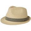 Comhats Cappello di paglia, cappello da sole Fedora, realizzato a mano, da uomo, 16010_ Beige-Nero, S