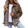 Generic Giacca scozzese casual da donna Cappotto giacca a maniche lunghe scozzese autunno e inverno piumino nero donna con cappuccio giacca donna 46 (Brown, S)