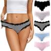 COMSOFT Intimo di Cotone Mutandine da Donna Slip a Vita Bassa in Morbido Pizzo Confezione Multipla