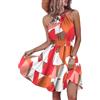 RWGSNB Abito Donna Estivo, Vestito Estivo Floreale Donna Elegante con Scollo all'Americana Mini Dress Senza Maniche Canotta Plissettata Avvolgente in Vita Svasato A Trapezio Corto Abito Spiaggia Com