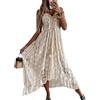 Agiyenna Abito Estivo da Donna Abito Maxi Abito Boho Casual Abito Senza Maniche con Spalline con Scollo a V Abito in Pizzo Spaghetti Abito a Trapezio da Spiaggia Abito Lungo Lavorato a Maglia Svasato